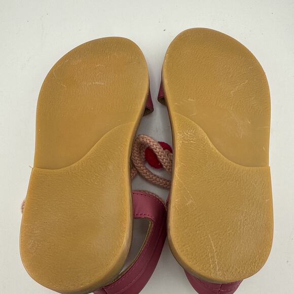 Petits Marcheurs Girls Belinda Pom Pom Pink Leather Flat Sandals Size 9 NWOB - Picture 7 of 7